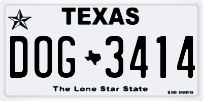 TX license plate DOG3414