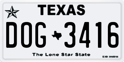 TX license plate DOG3416