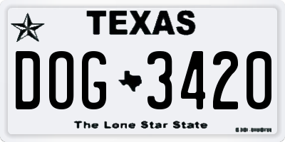 TX license plate DOG3420