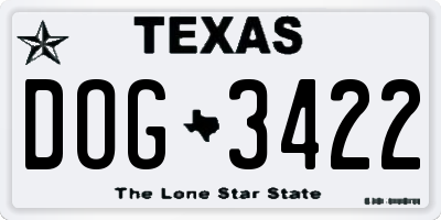 TX license plate DOG3422