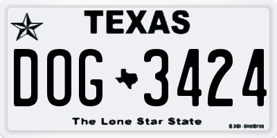 TX license plate DOG3424