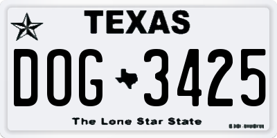 TX license plate DOG3425