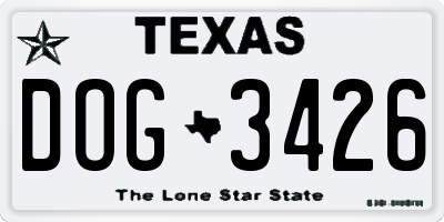 TX license plate DOG3426