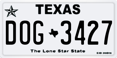 TX license plate DOG3427
