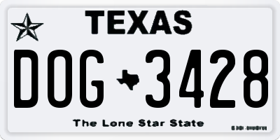 TX license plate DOG3428