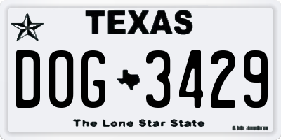 TX license plate DOG3429