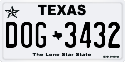 TX license plate DOG3432