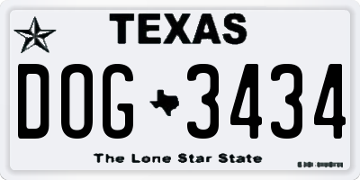TX license plate DOG3434