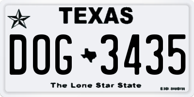 TX license plate DOG3435