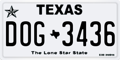 TX license plate DOG3436