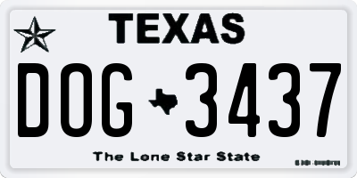 TX license plate DOG3437