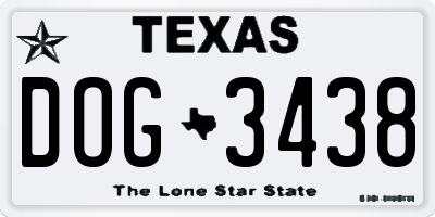 TX license plate DOG3438
