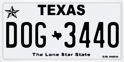 TX license plate DOG3440