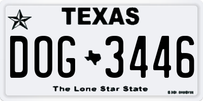 TX license plate DOG3446