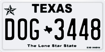 TX license plate DOG3448