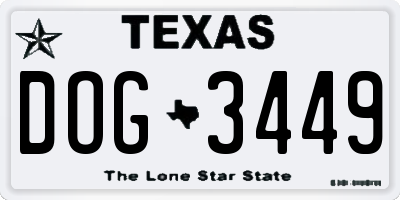 TX license plate DOG3449