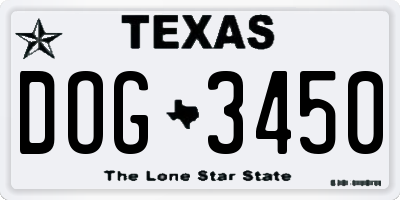 TX license plate DOG3450