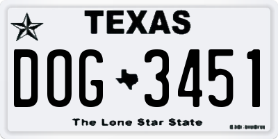 TX license plate DOG3451
