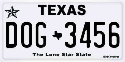 TX license plate DOG3456