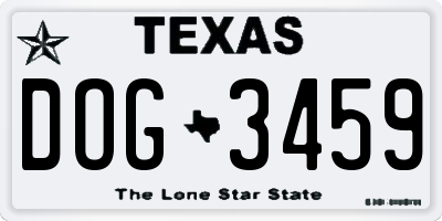 TX license plate DOG3459