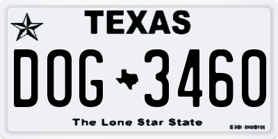 TX license plate DOG3460