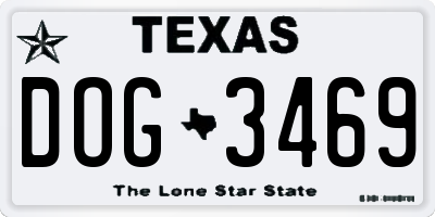 TX license plate DOG3469