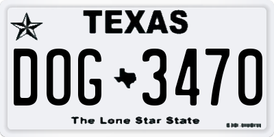 TX license plate DOG3470