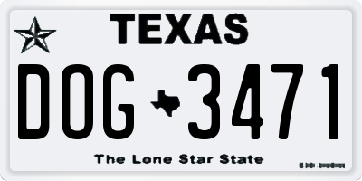 TX license plate DOG3471