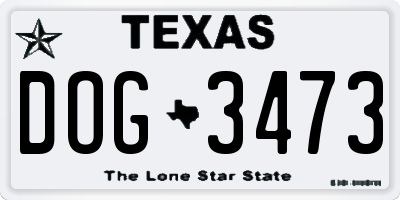 TX license plate DOG3473