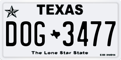 TX license plate DOG3477