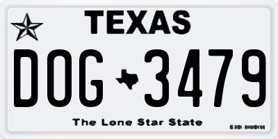 TX license plate DOG3479