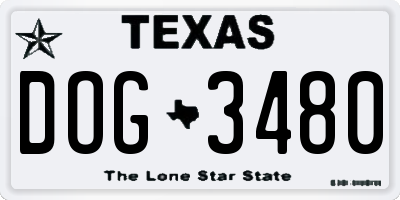 TX license plate DOG3480