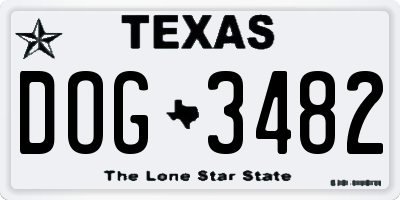 TX license plate DOG3482