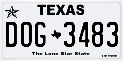 TX license plate DOG3483