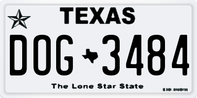 TX license plate DOG3484
