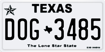 TX license plate DOG3485