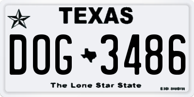 TX license plate DOG3486