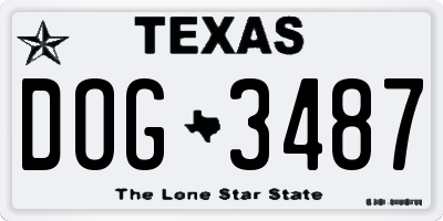 TX license plate DOG3487