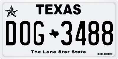 TX license plate DOG3488