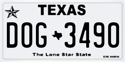 TX license plate DOG3490