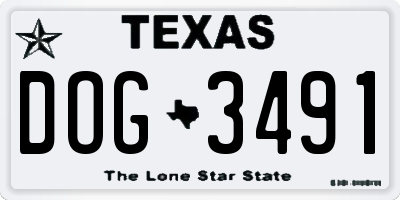 TX license plate DOG3491