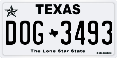 TX license plate DOG3493