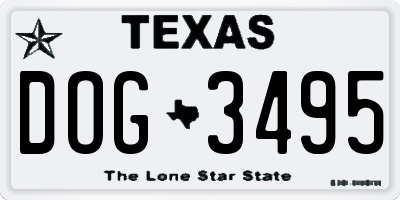 TX license plate DOG3495