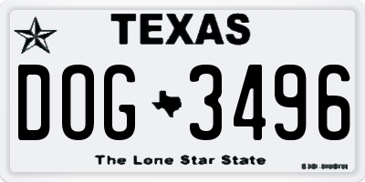 TX license plate DOG3496