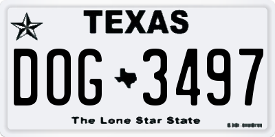 TX license plate DOG3497