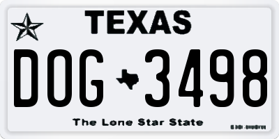 TX license plate DOG3498