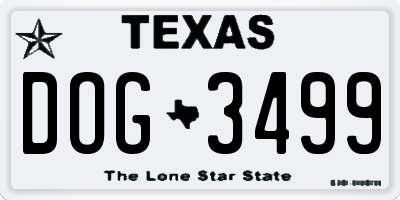TX license plate DOG3499