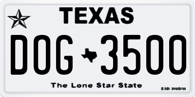 TX license plate DOG3500