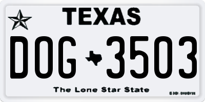 TX license plate DOG3503