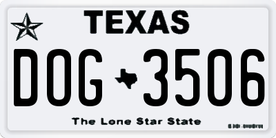 TX license plate DOG3506
